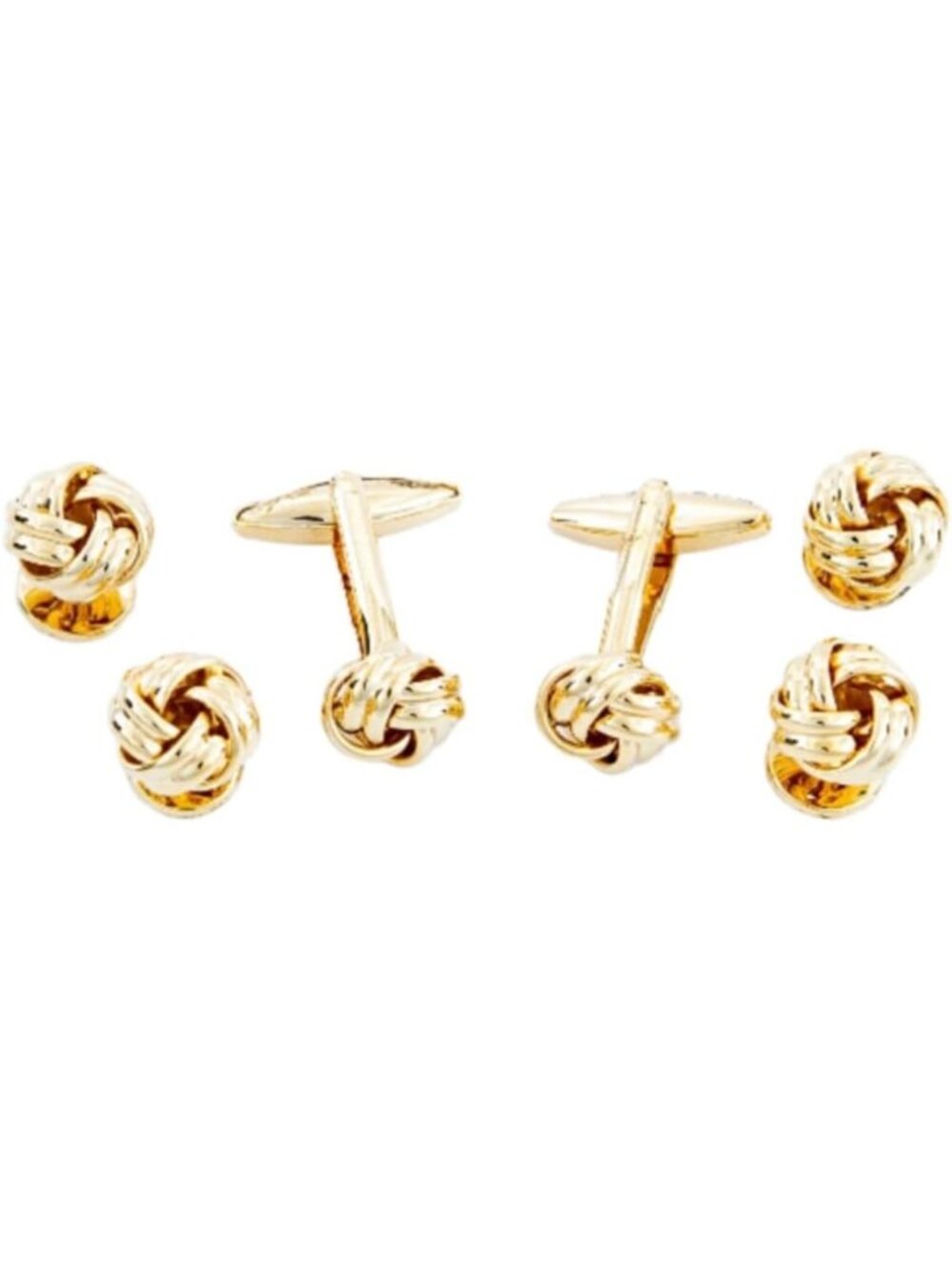 Elegant Gold Tone Cufflinks & Studs Tuxedo Set with Gift Box & Polishing Cloth